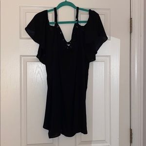Torrid Black Chiffon Cold Shoulder Blouse Size 5